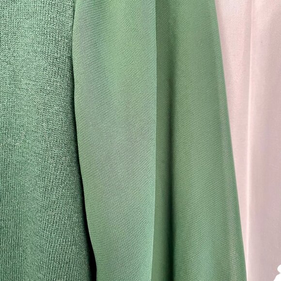 Loft Cotton Blend Sheer Sleeve Sweater Pine Green Sz Large Lightweight Fairycore - Picture 8 of 15